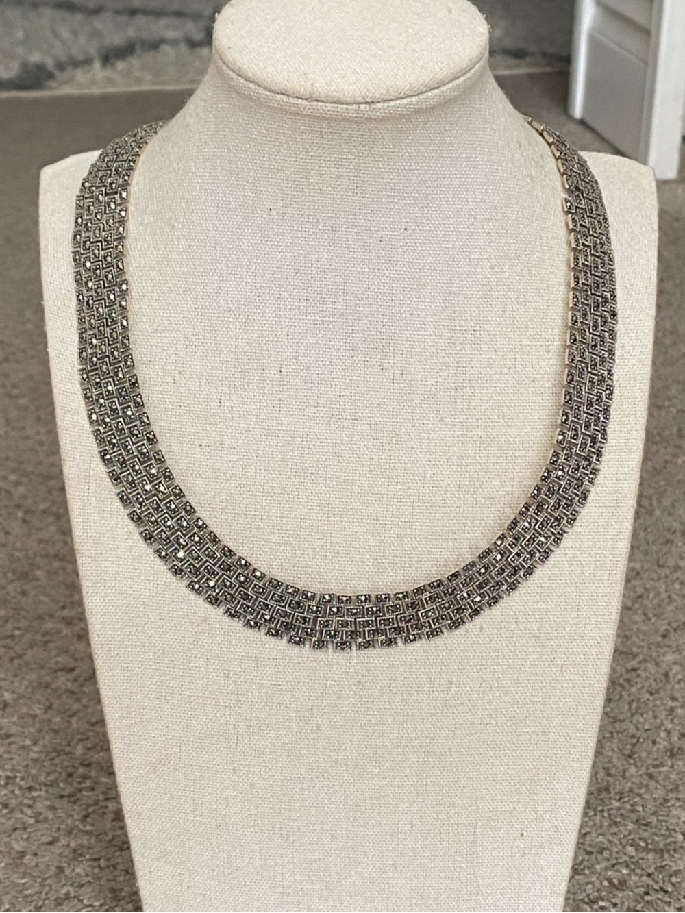 Sterling Silver Marcasite Necklace 925 Thailand